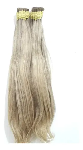 Cabelo Humano Loiro Mesclado Cinza 70 Cm