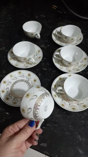 6 xicaras e 5 pires de café porcelanas schmidt