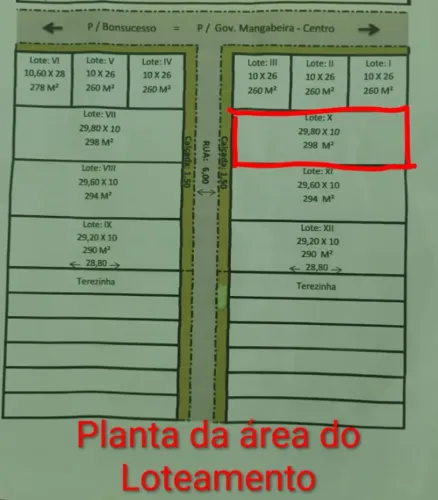 VENDO TERRENO 298 m²- LOTEAMENTO SÍRIO