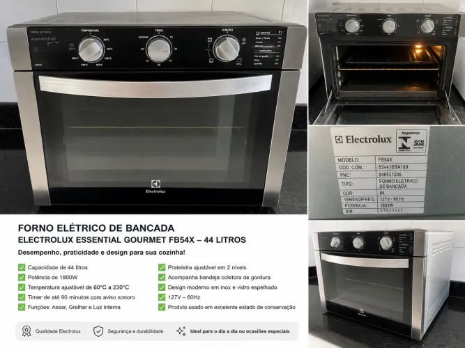 Forno Elétrico Eletrolux Inox Modelo FB54X