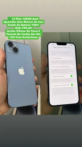 iPhone 14 Plus 128GB AZUL - Aparelho Com Marcas De Uso (Usado)