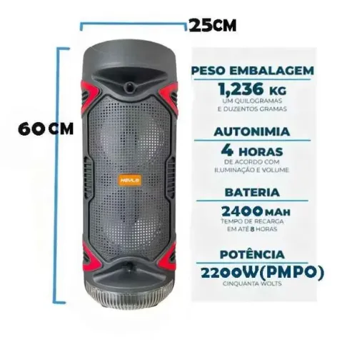 Caixa de som karaoke com Microfone