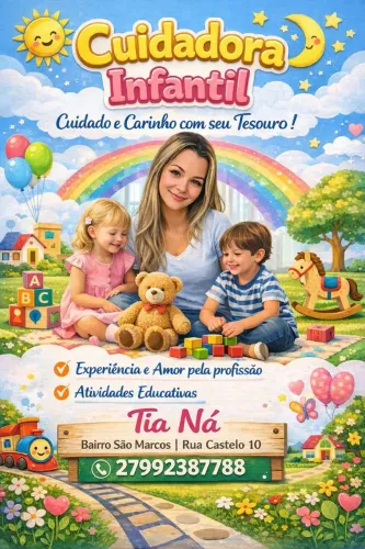 Cuidadora, com horários flexíveis e valores combinados conforme a mãe precisa.  Diferencia