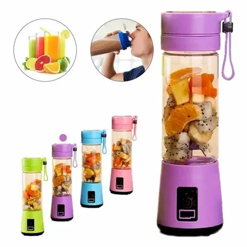 Mini Liquidificador Portátil Vidro 4 Lâminas Suco Gelo 380ml