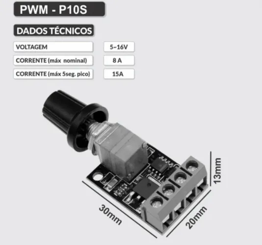 Controlador De VelocidadePwm   Motor Dc 5v 12v 10a Arduino Automação COD-AM438 