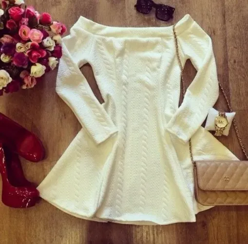 Vestido Branco Manga Longa