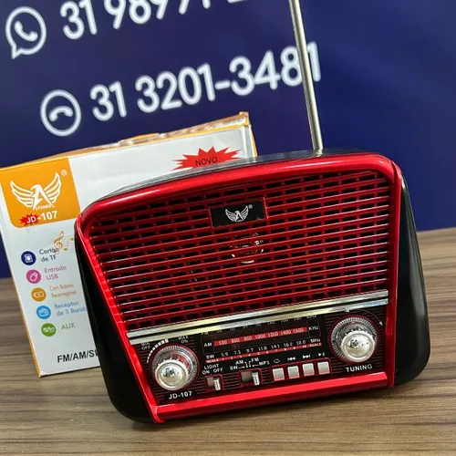 Caixa De Som Rádio Portátil Retro Bluetooth Jd-107 Altomex
