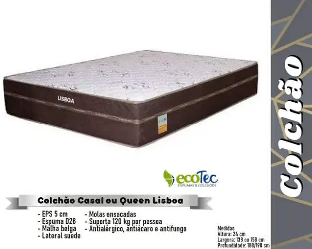 Colchão casal Queen ecotec mola ensacada levo hoje com garantia