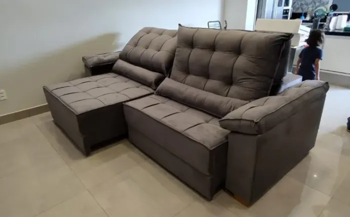 Sofa retratil e reclinavel 2,30 pillow top molas ensacadas (novo e direto da fabrica)