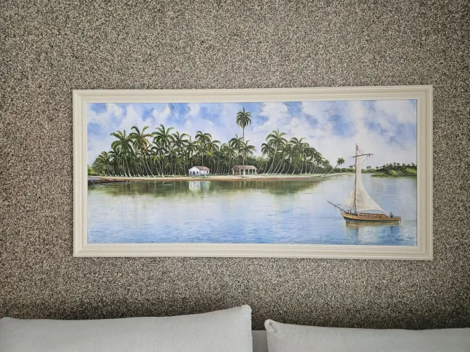 Quadro Decorativo com tela pintada à mão com tinta a óleo