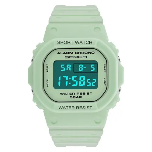 Relógio digital Sanda Original 293, Rosa, Verde (Novo)