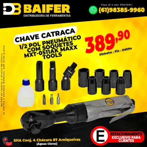 Chave Catraca 1/2 Pol Pneumático Com Soquetes Mxt-0511ak Maxx Tools