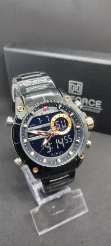 RELÓGIO MASCULINO NAVIFORCE NF9163 - PULSEIRA EM AÇO - PRETO - NOVO