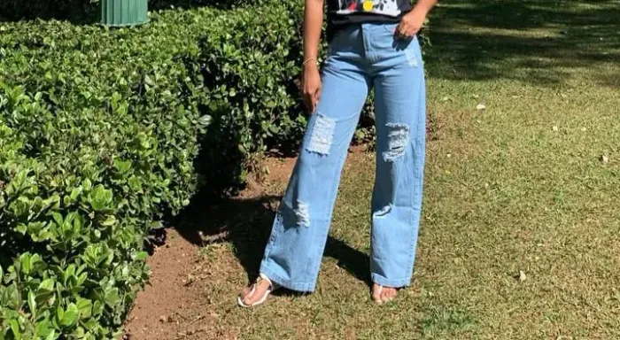 Calça Jeans Destroyed pantalona 