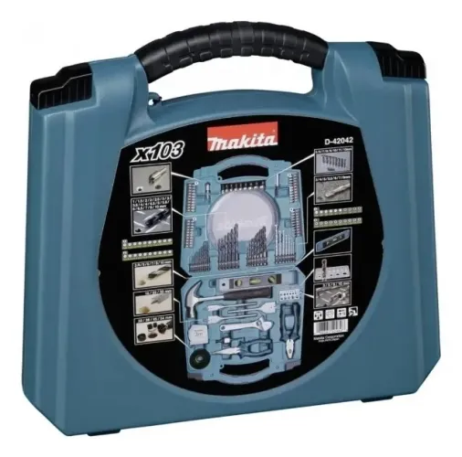 Jogo De Kit De Acessorios 103 Pecas Makita D-42042 Na Medida Azul-turquesa