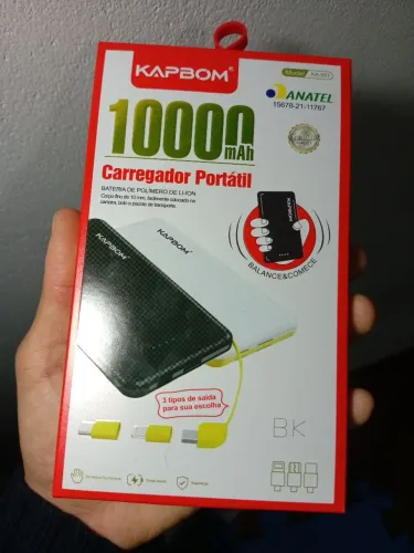 Carregador Portátil Kapbom 10000mAh - 3 Saídas