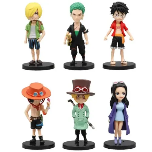 Bonecos Coleção One Piece Luffy Zoro Sabo Ace 6pcs