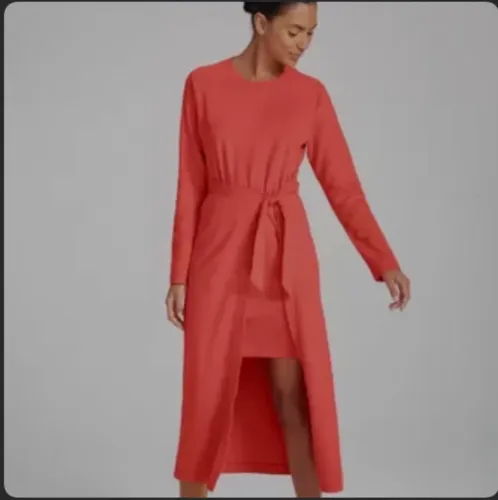 Vestido moletom midi manga longa vermelho
