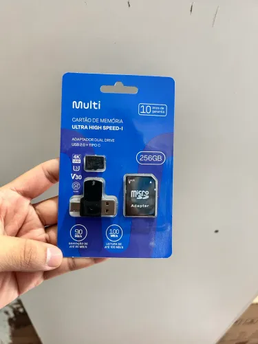 Cartão de Memória Micro SD 256GB + Adaptador DualDrive Tipo C 