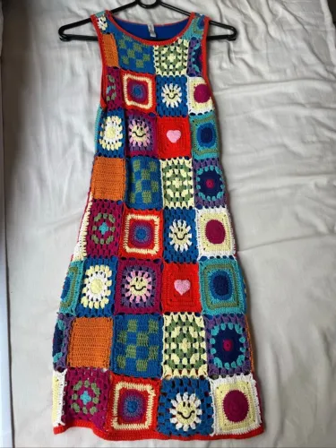 Vestido de Crochê Colorido - Estilo Boho Chic