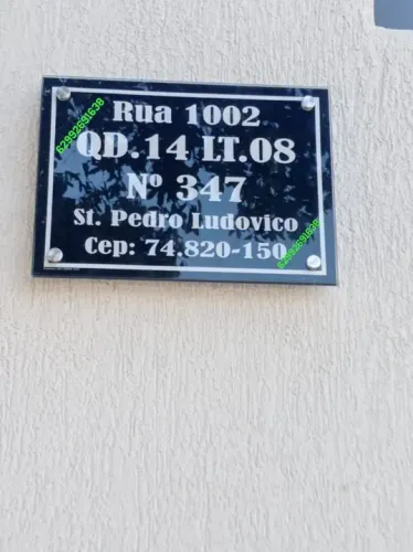 Placa de endereço em vidro temperado 