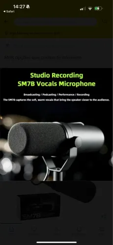 Microfone Vocal Studio Recording SM7B - Novo