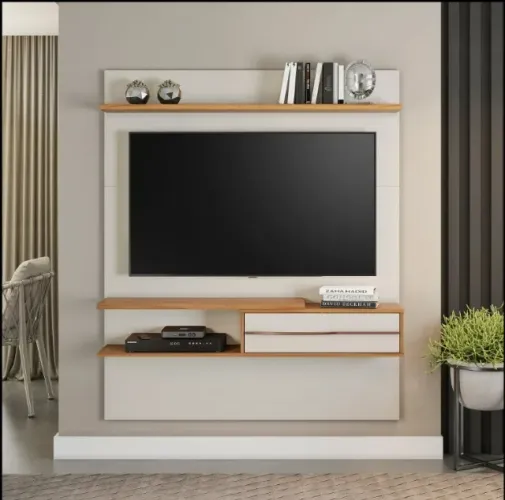 "Elegância e Harmonia: Painel Notável 1155 para TV até 55? com Acabamento Off White e Frei