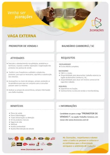 PROMOTOR DE VENDAS I - BALNEÁRIO CAMBORIÚ / SC