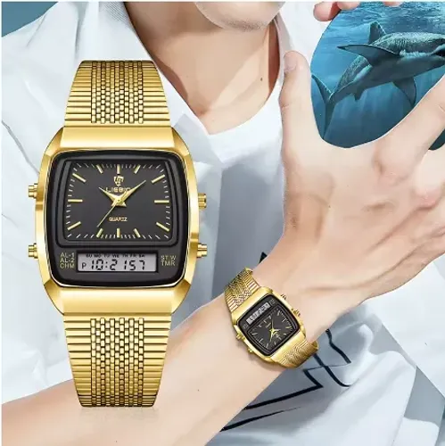 Relógio de aço dourado masculino Liebig Skmei