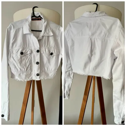 Jaqueta Jeans Branca Cropped