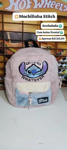 Mochila infantil Stitch Aveludada de passeio