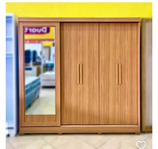 Guarda-Roupa Amadeirado 3 Portas com Espelho