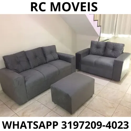 Sofá Canadá com Puff - Conjunto 2 e 3 Lugares | Direto da Fábrica
