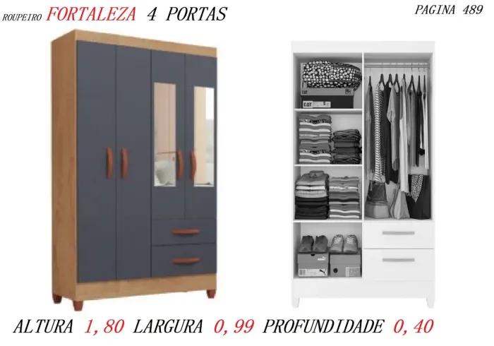 Guarda-Roupa 4 Portas e gavetas