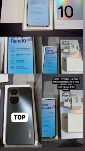 VENDO CELULAR OPPO10 5G.8G.256GB...COR GRAFITE...NOVO...