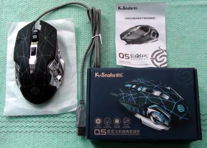 MOUSE GAMER RGB COM FIO TRANÇADO - K-SNAKE Q5