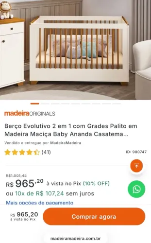 Berço Evolutivo em Madeira Maciça 