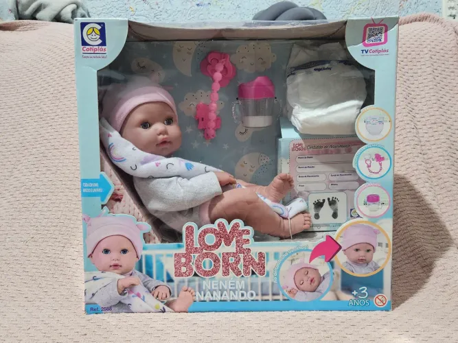 Bebê Reborn Boneca Realista Abre Fecha os Olhos C /Acessórios 