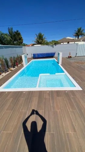 Piscina de fibra 9 metros instalada com spar e praiaaa**