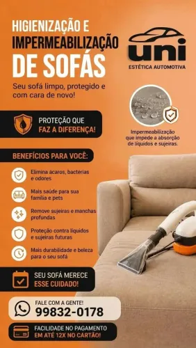 Higienização de sofá, poltrona e banco de carro