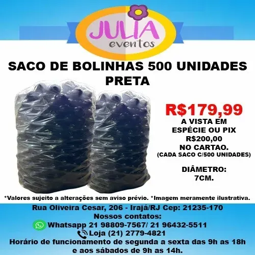 Saco de Bolinhas p/Piscina de bolinhas 500 unidades Preta