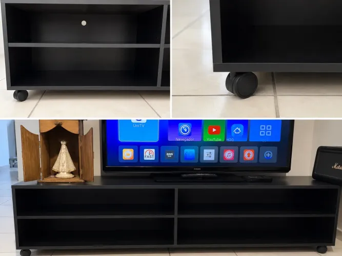 Rack preto para sala