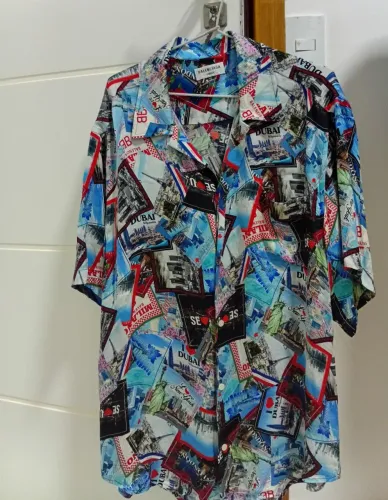 Balenciaga All-Over Cities Print Silk Shirt