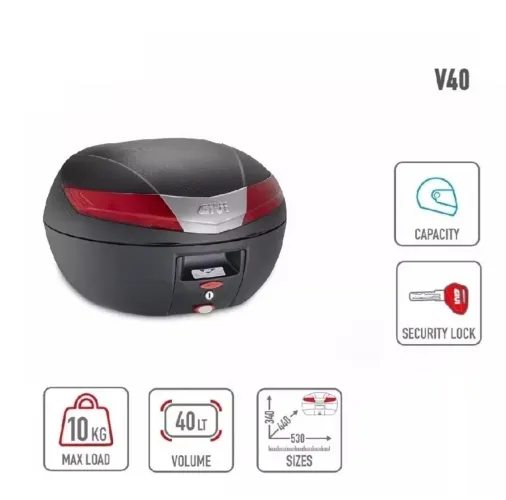 BAULETO (BAÚ) GIVI V40 MONOKEY + BASE MONOKEY GIVI