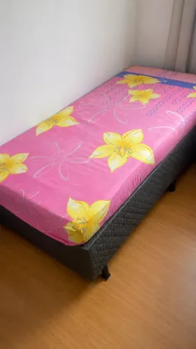 Base Cama Box Solteiro Nova + Colchão Ortobom