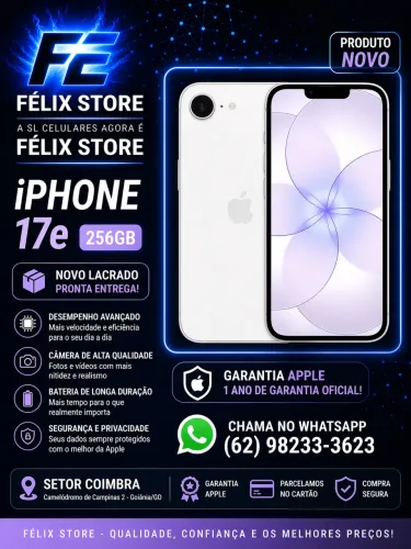 iPhone 17e 256GB Branco Novo Lacrado | Garantia Apple | FÉLIX STORE Goiânia