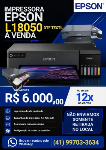EPSON L18050 DTF TEXTIL- GRANDE OPORTUNIDADE