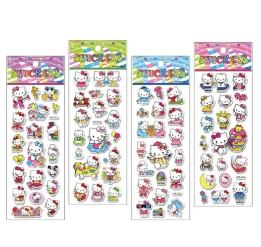 Kit 05 Cartelas De Adesivos Hello Kitty 3d Relevo