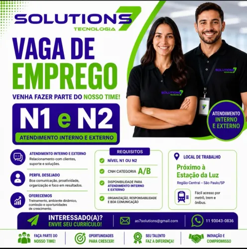 Vaga de Emprego Suporte N1 e N2 TI Técnico A Oinalista