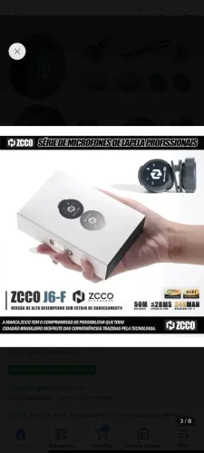 Microfone Lapela Sem Fio Celular Zcco J6f Duplo Anti Ruido